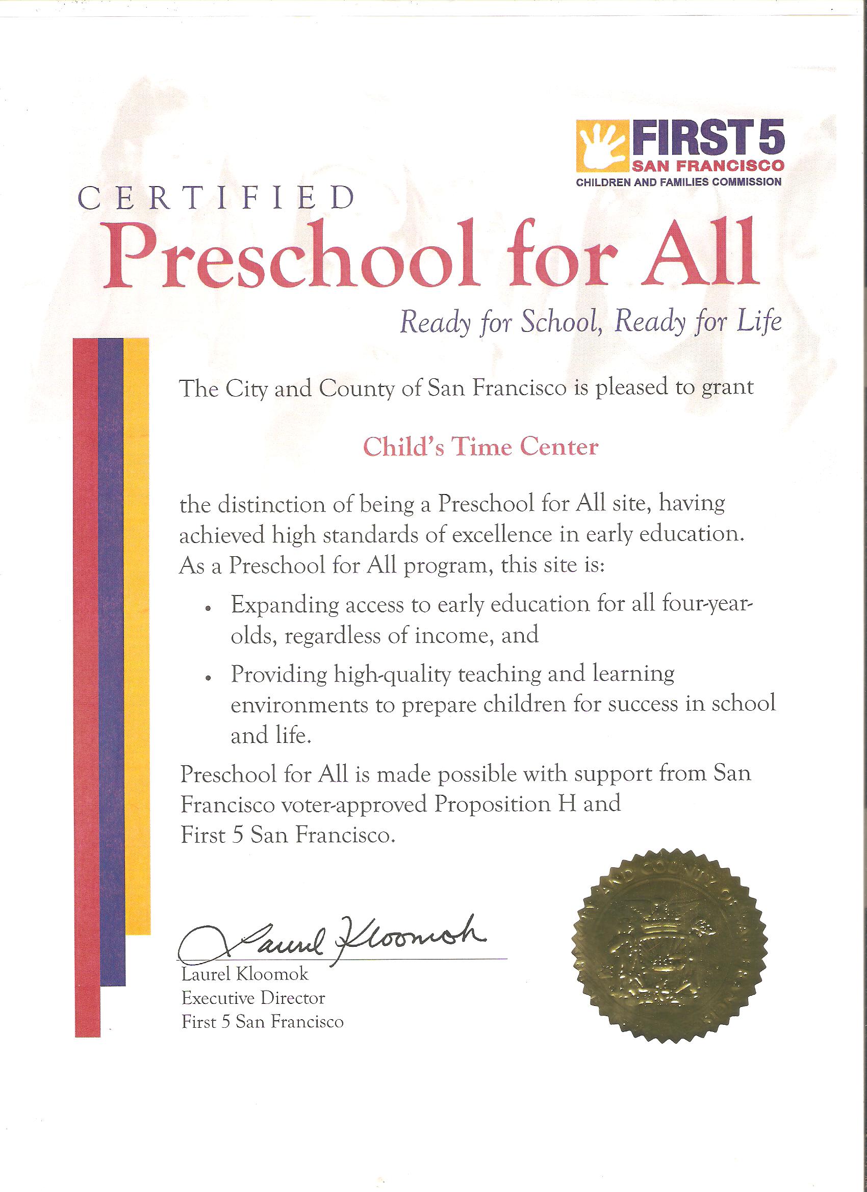 Preschool for All